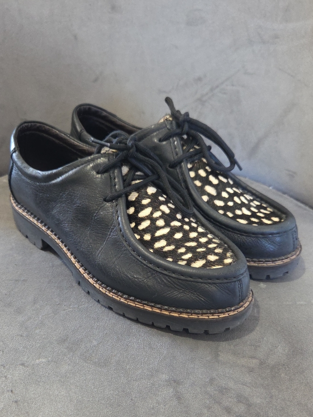 Gravity Pope Vintage Leather And Pony Hair Loafers